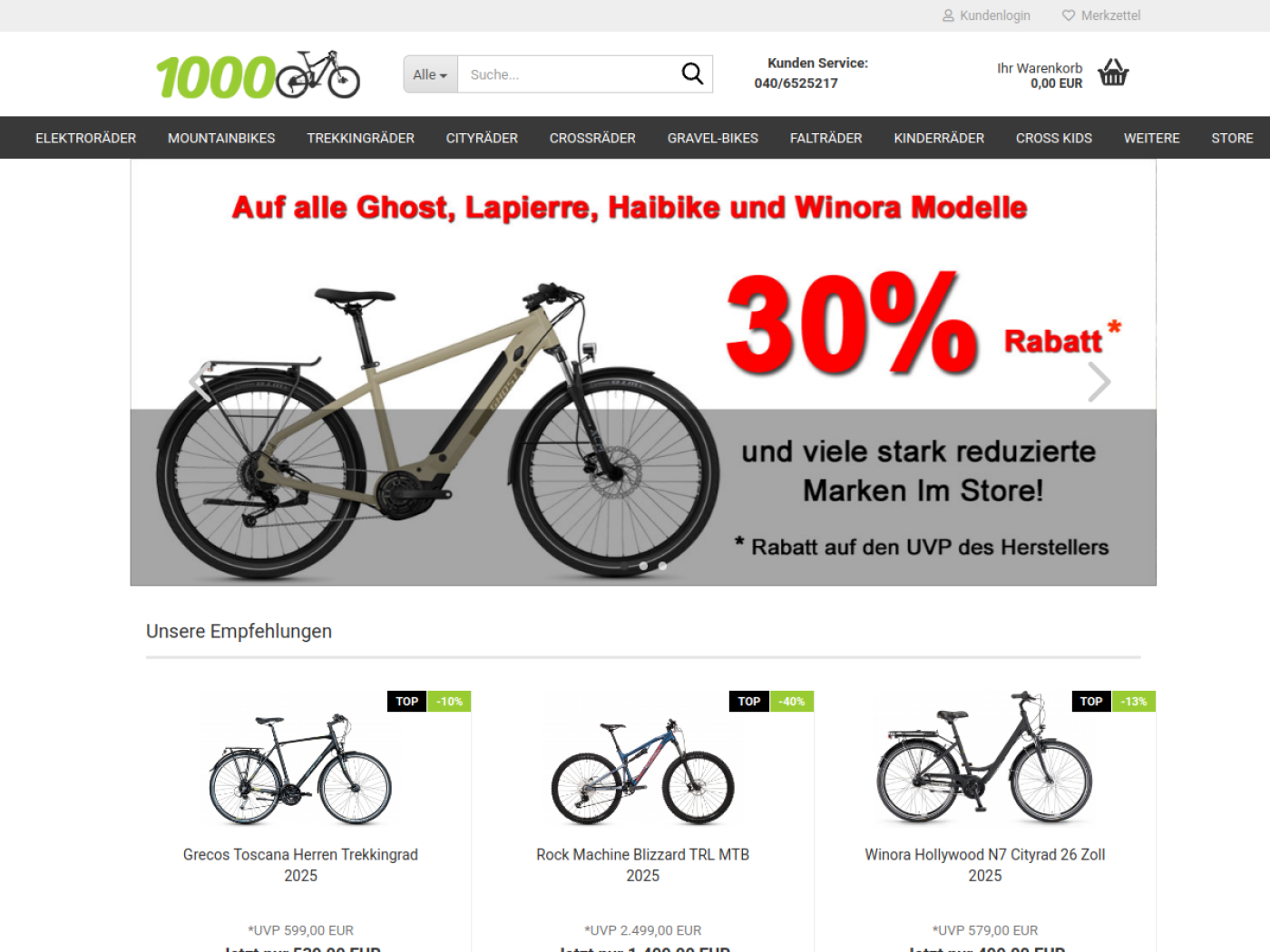 Website-Screenshot von 1000 Räder