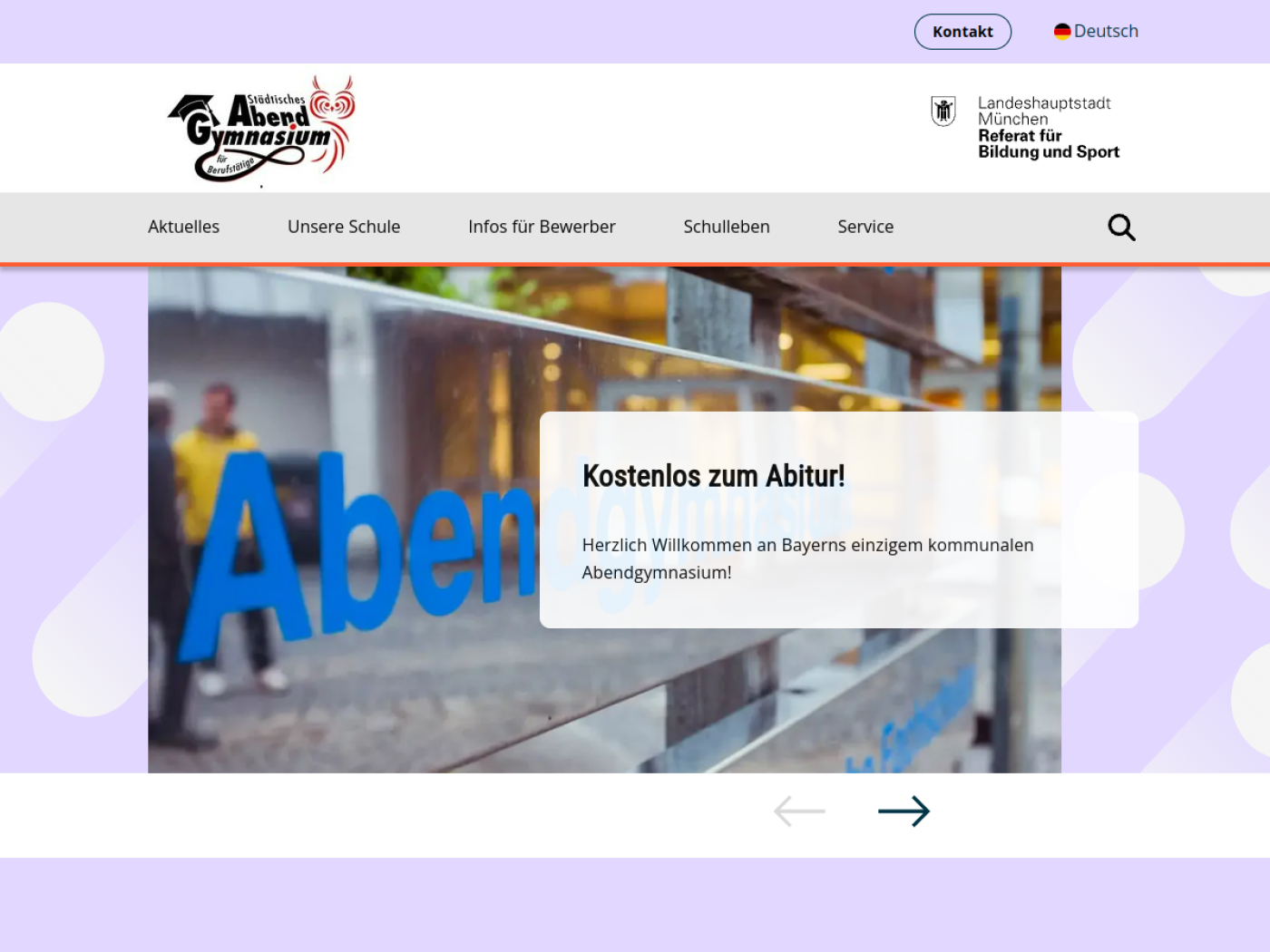 Website-Screenshot von Abendgymnasium