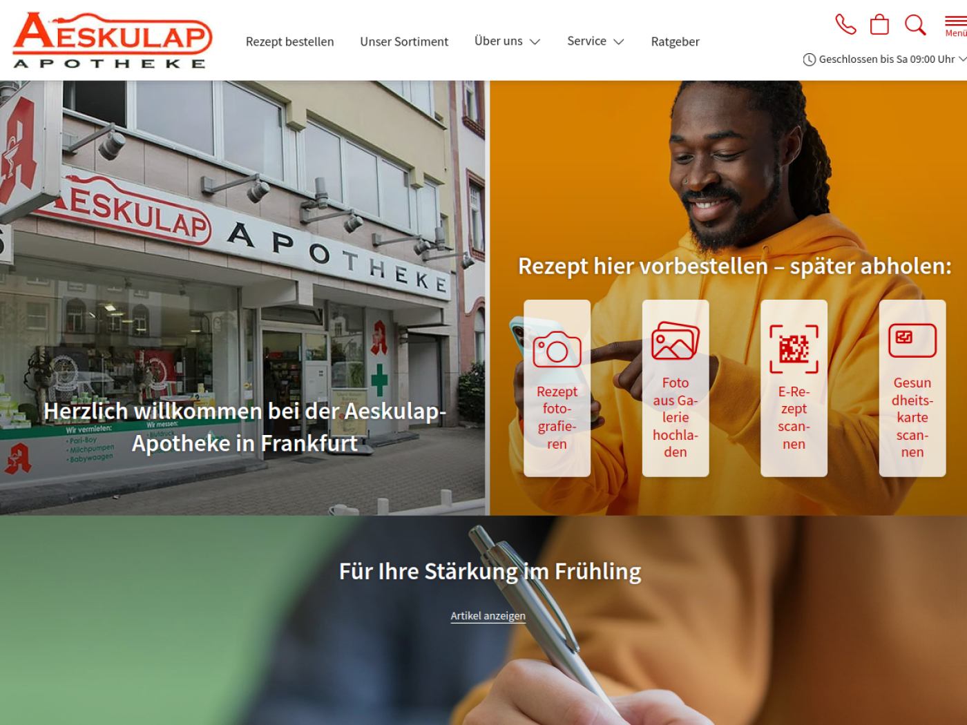 Website-Screenshot von Aeskulap-Apotheke