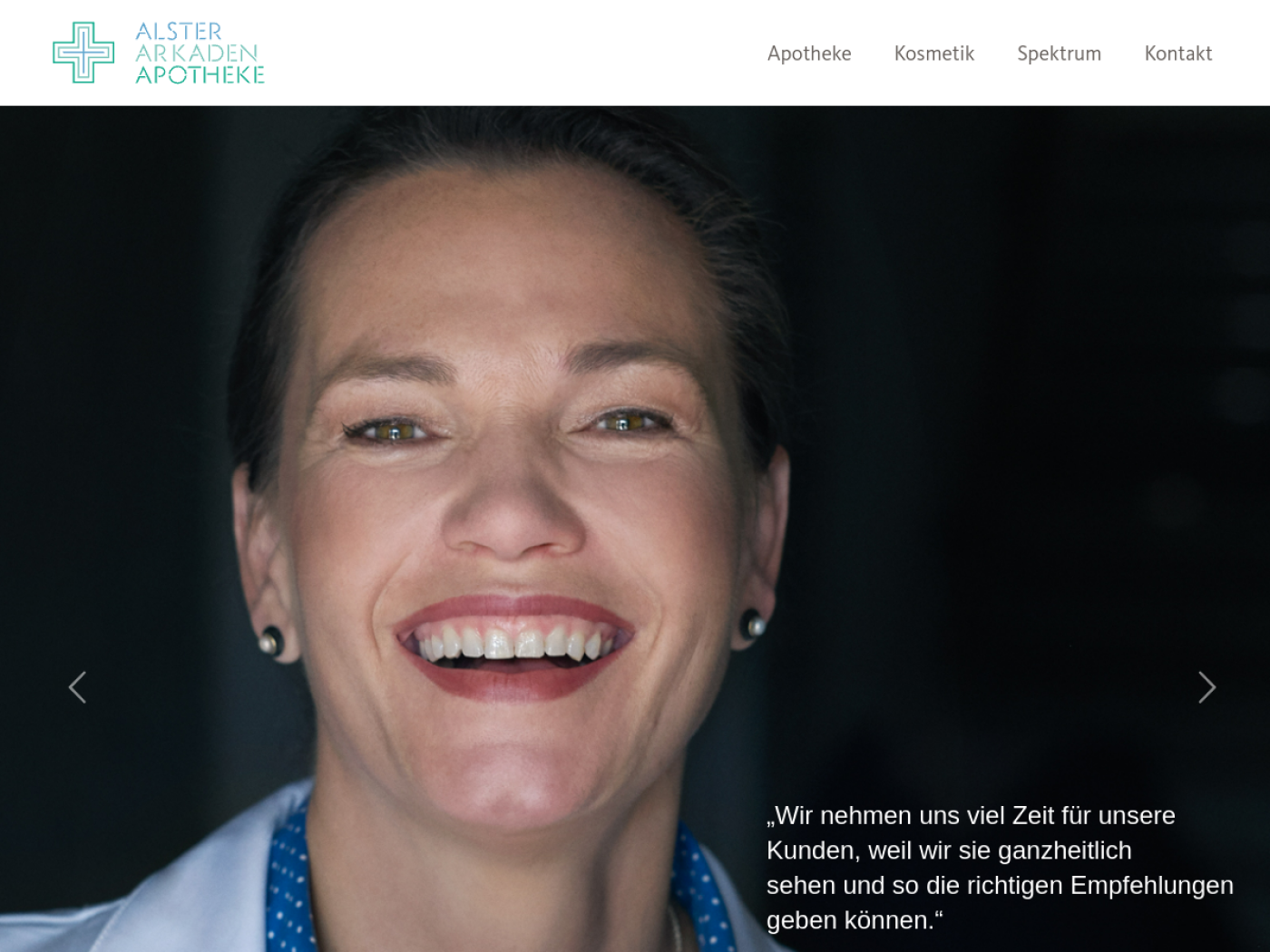 Website-Screenshot von Alsterarkaden-Apotheke