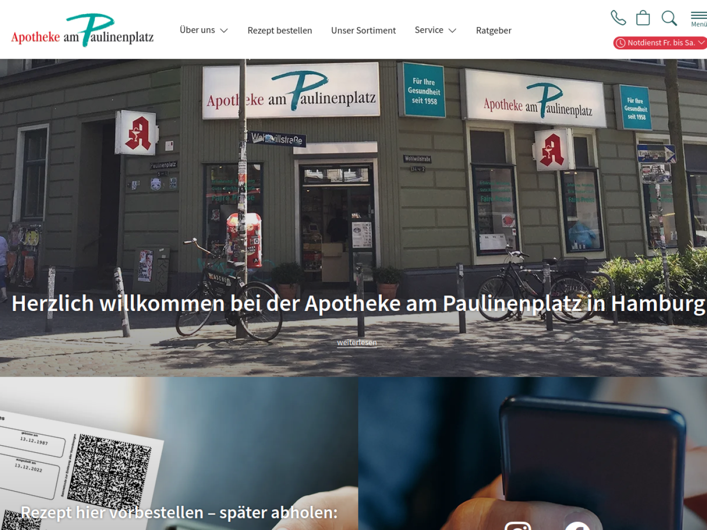 Website-Screenshot von Apotheke am Paulinenplatz