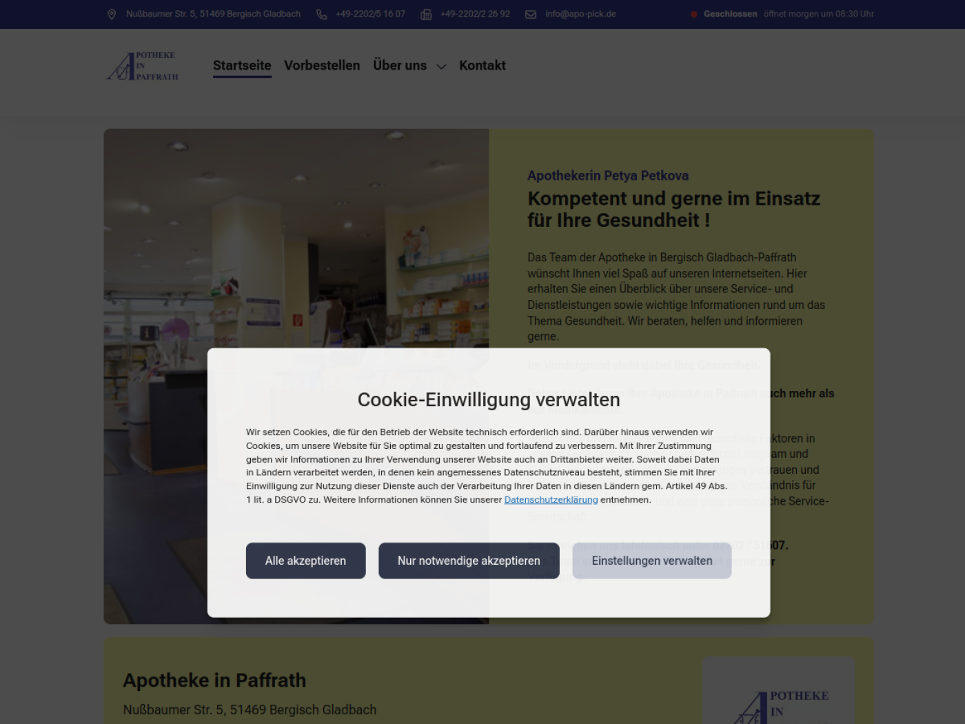 Website-Screenshot von Apotheke in Paffrath