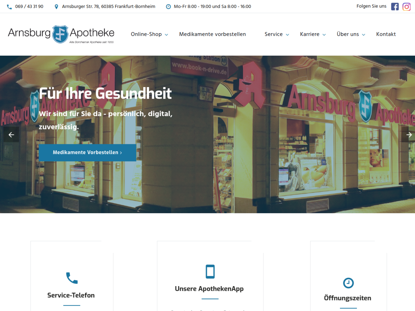 Website-Screenshot von Arnsburg Apotheke