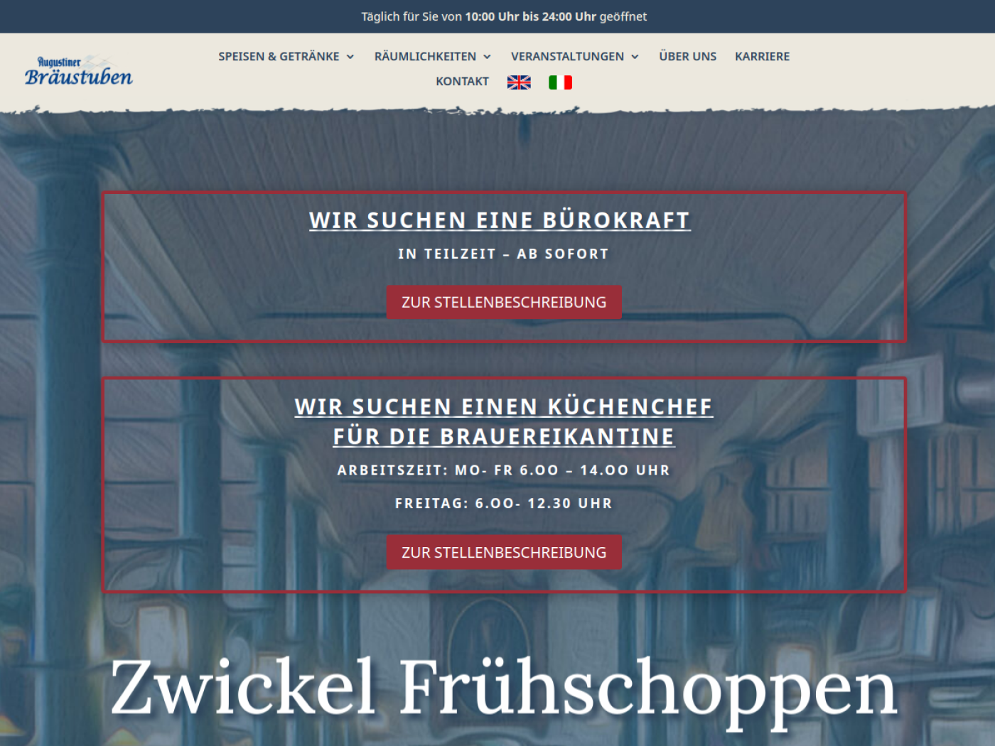 Website-Screenshot von Augustiner Bräustuben