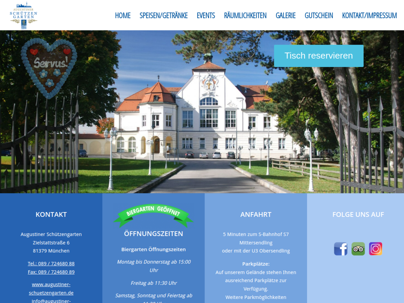 Website-Screenshot von Augustiner Schützengarten