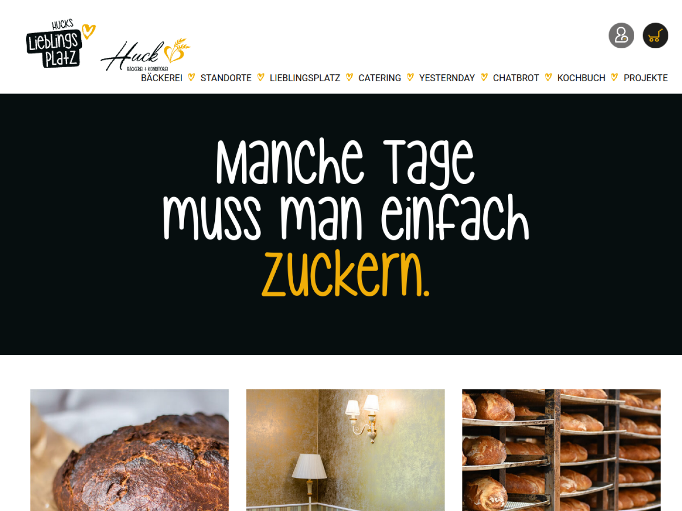 Website-Screenshot von Bäckerei und Konditorei Huck