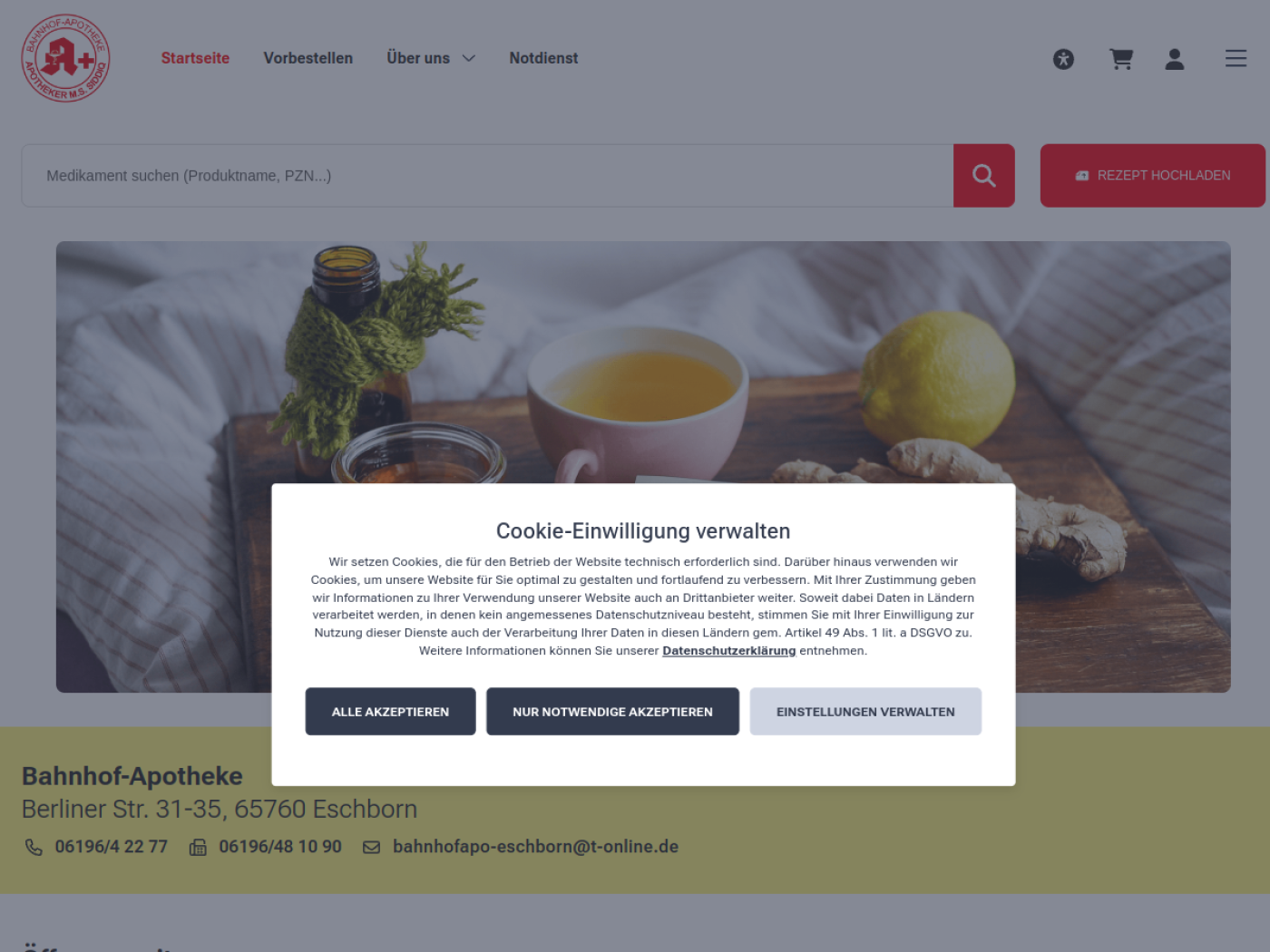 Website-Screenshot von Bahnhof Apotheke