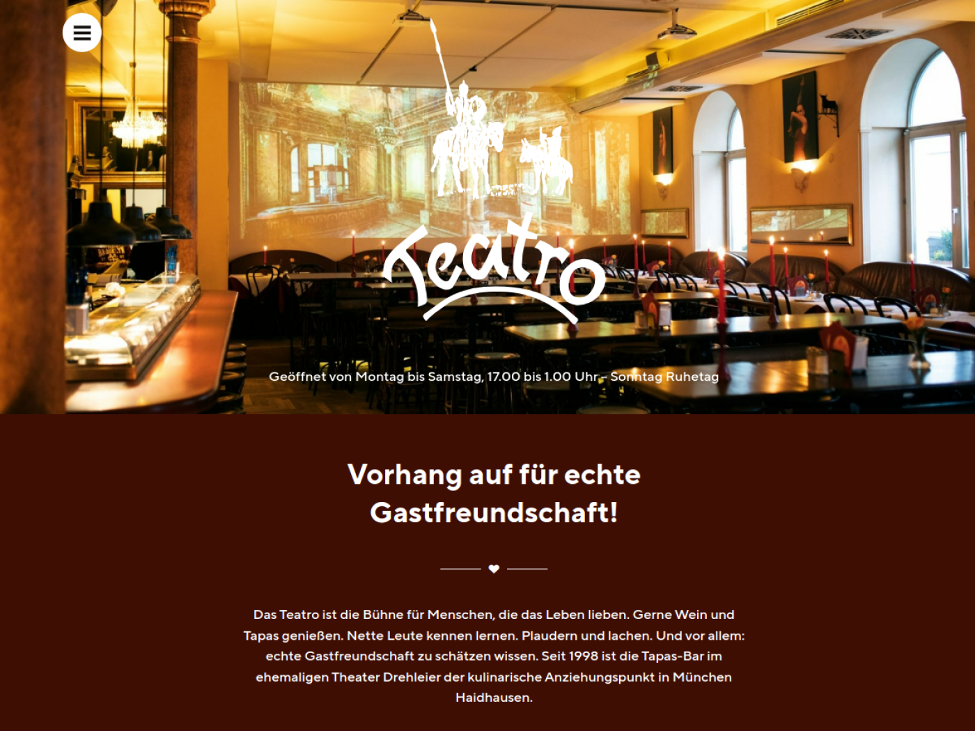 Website-Screenshot von Bar Tapas Teatro