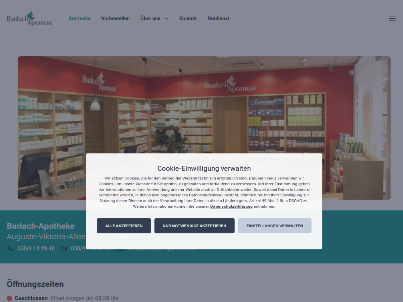 Website-Screenshot von Barlach Apotheke