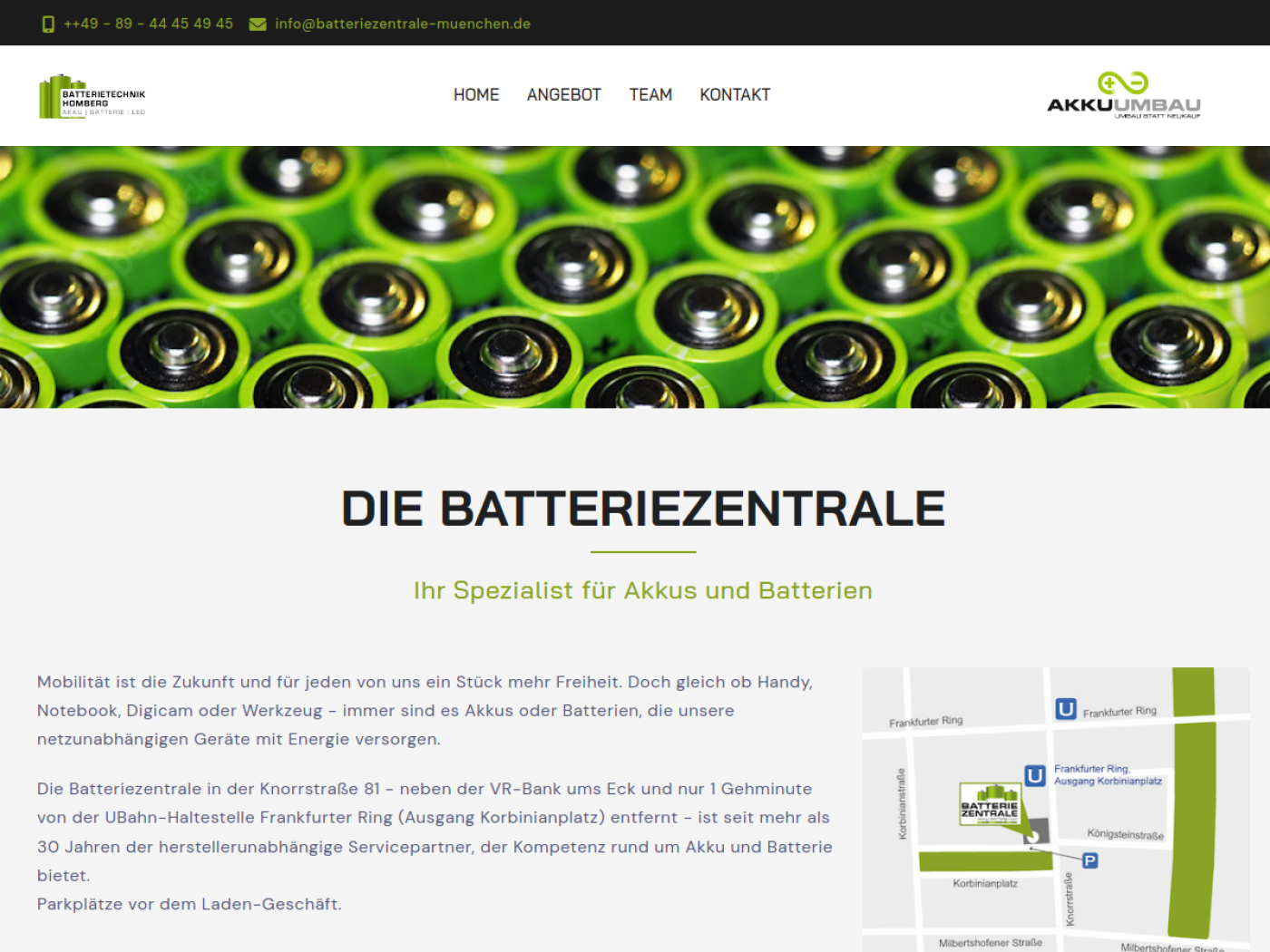 Website-Screenshot von Batteriezentrale