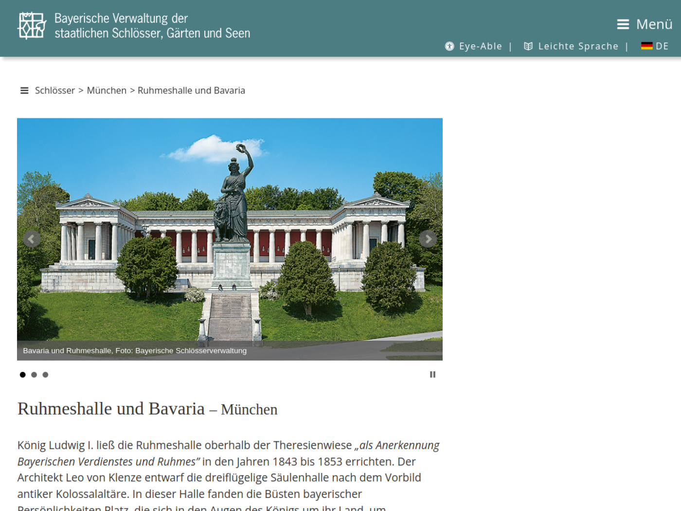Website-Screenshot von Bavaria
