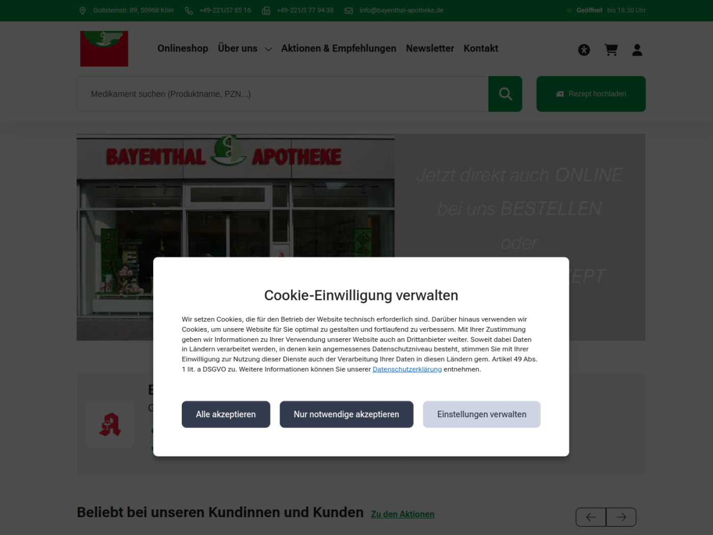 Website-Screenshot von Bayenthal-Apotheke