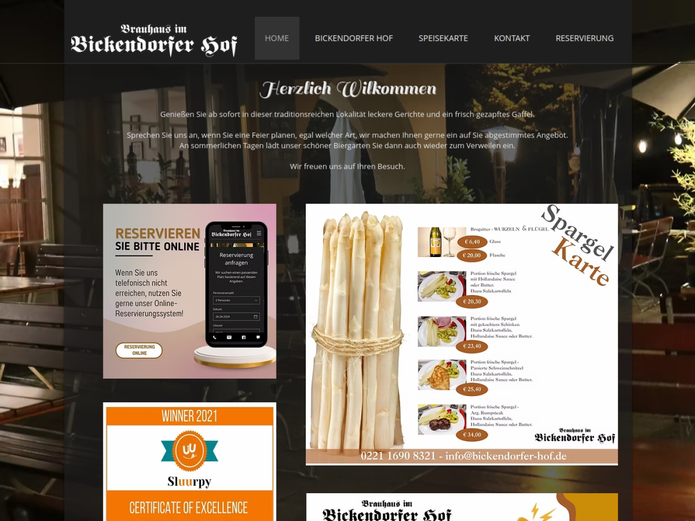 Website-Screenshot von Bickendorfer Hof