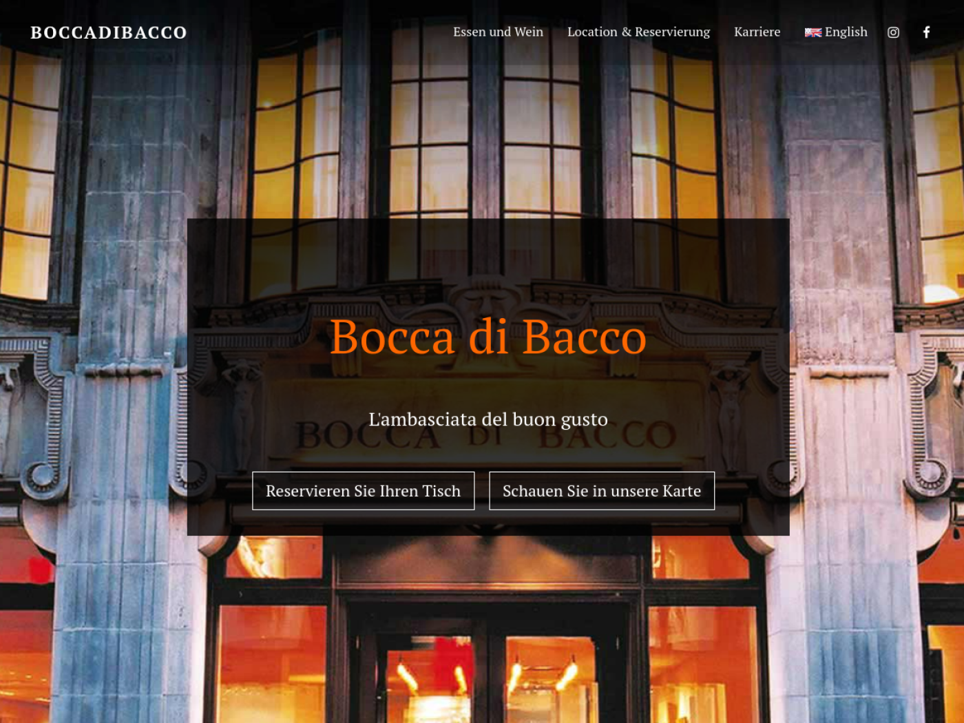 Website-Screenshot von Bocca di Bacco