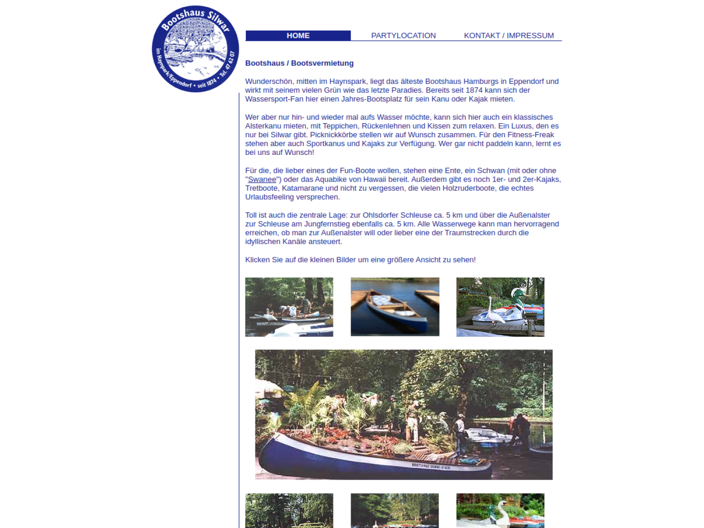 Website-Screenshot von Bootshaus Silwar