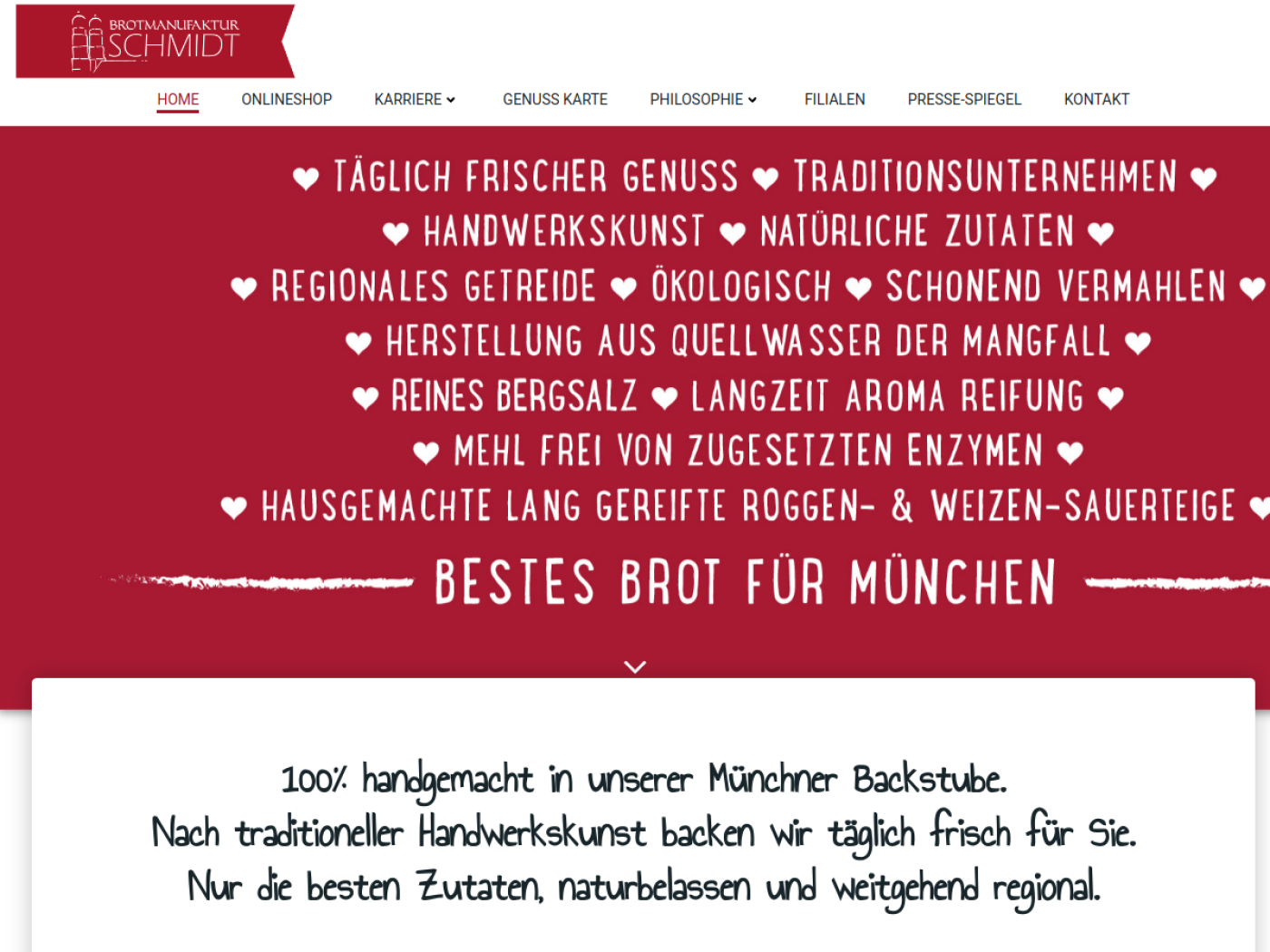 Website-Screenshot von Brotmanufaktur Schmidt