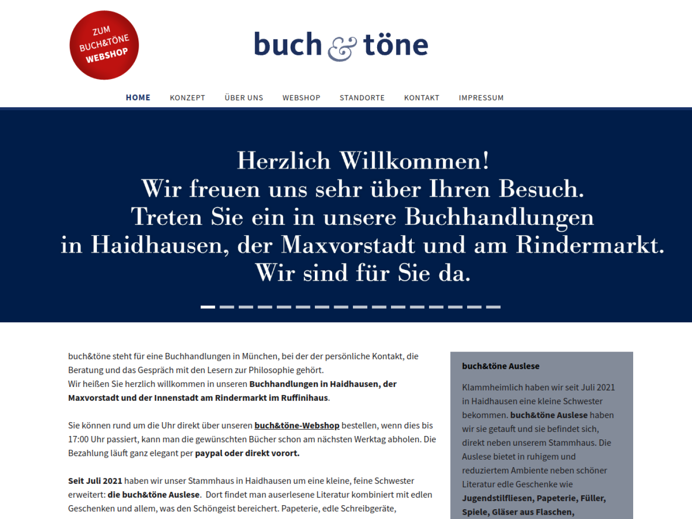 Website-Screenshot von Buch & Töne