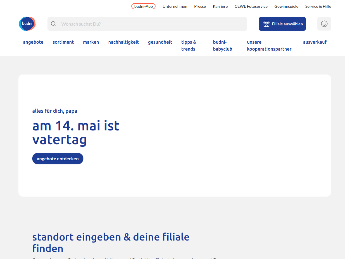 Website-Screenshot von Budnikowsky