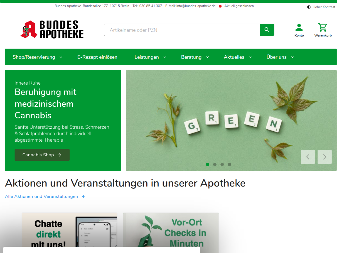 Website-Screenshot von Bundes-Apotheke