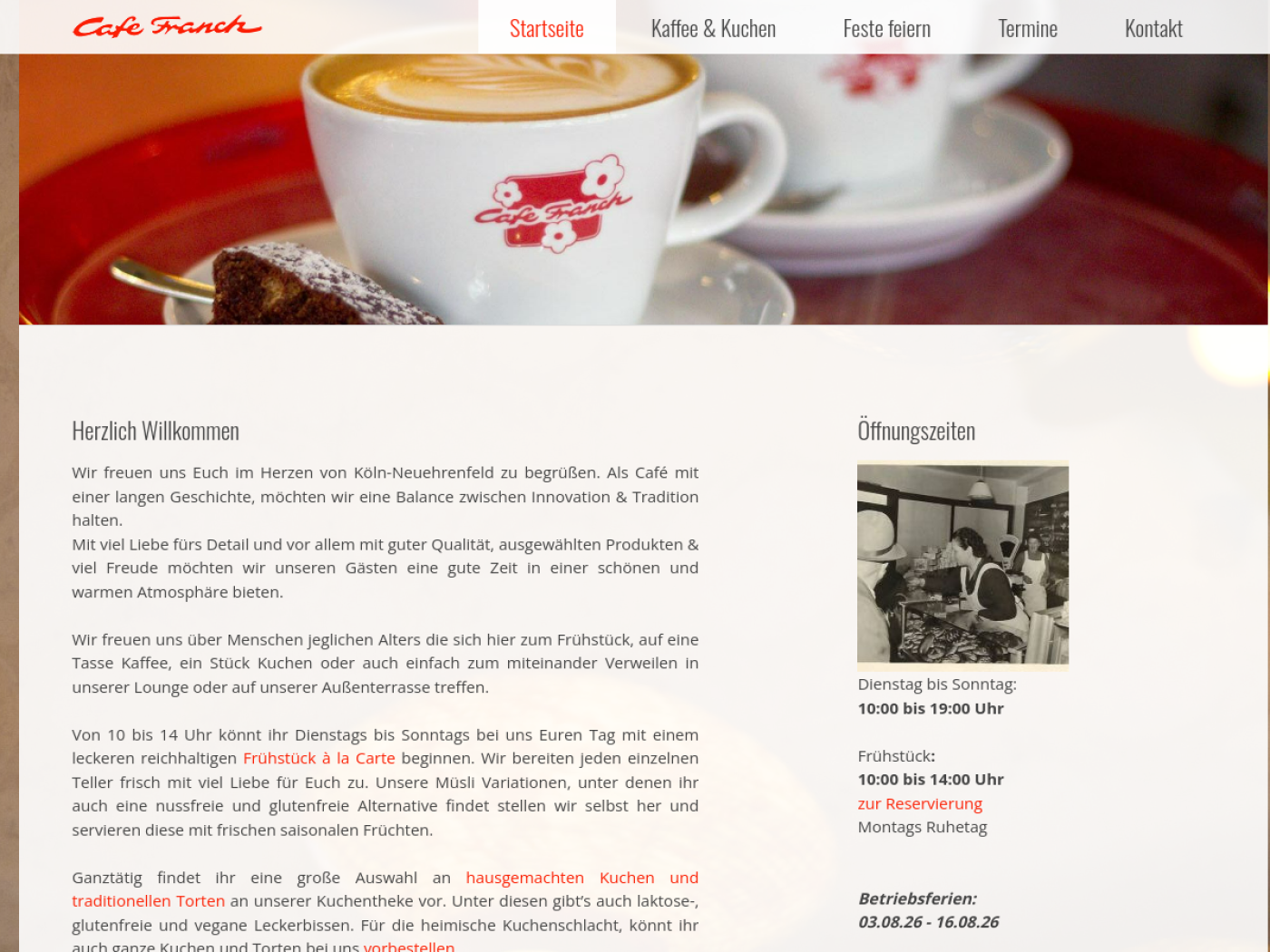 Website-Screenshot von Café Franck