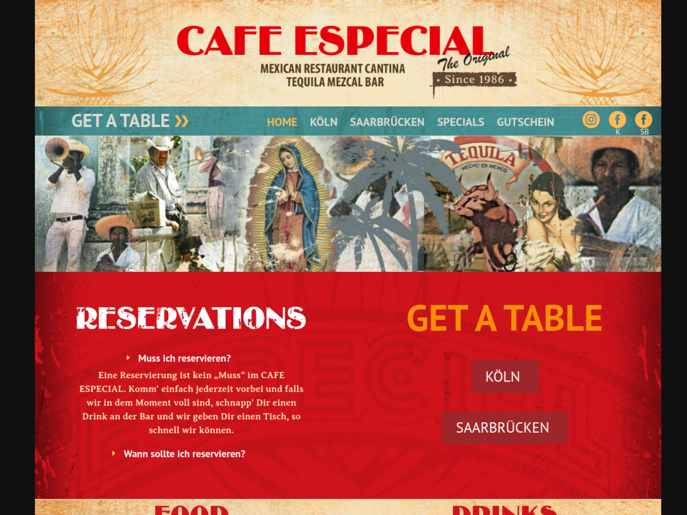 Website-Screenshot von Cafe Especial