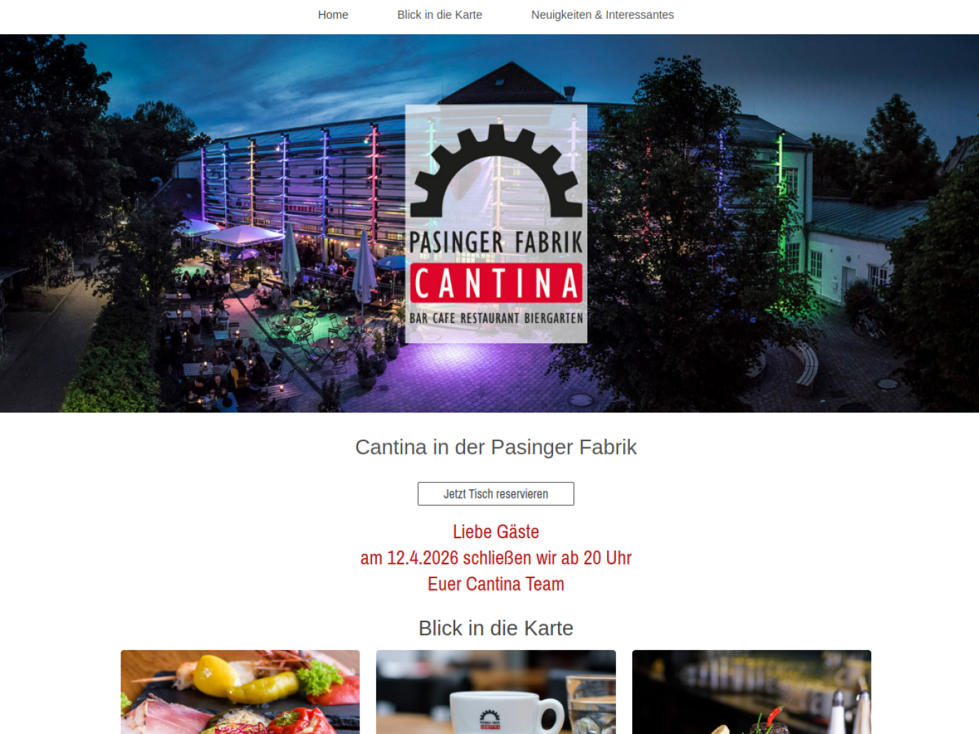 Website-Screenshot von Cantina