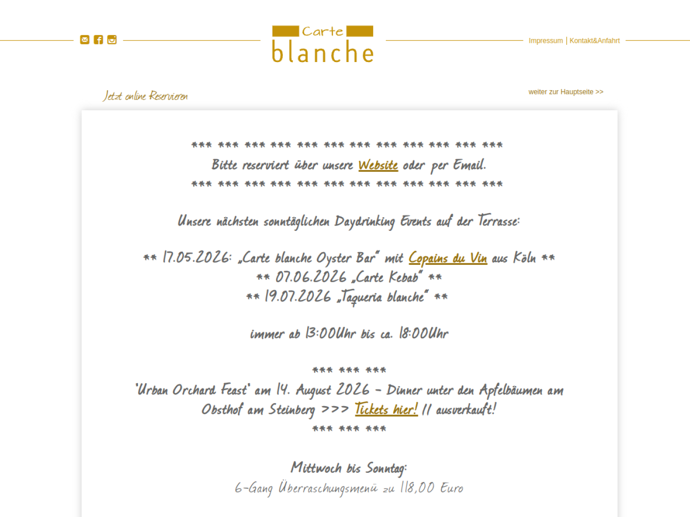 Website-Screenshot von Carte blanche