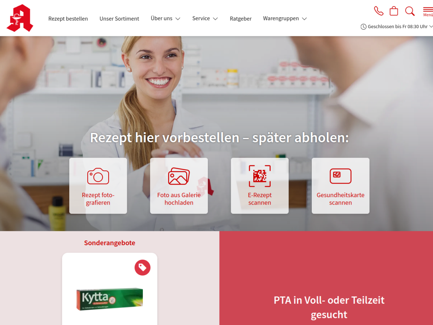 Website-Screenshot von Central-Apotheke