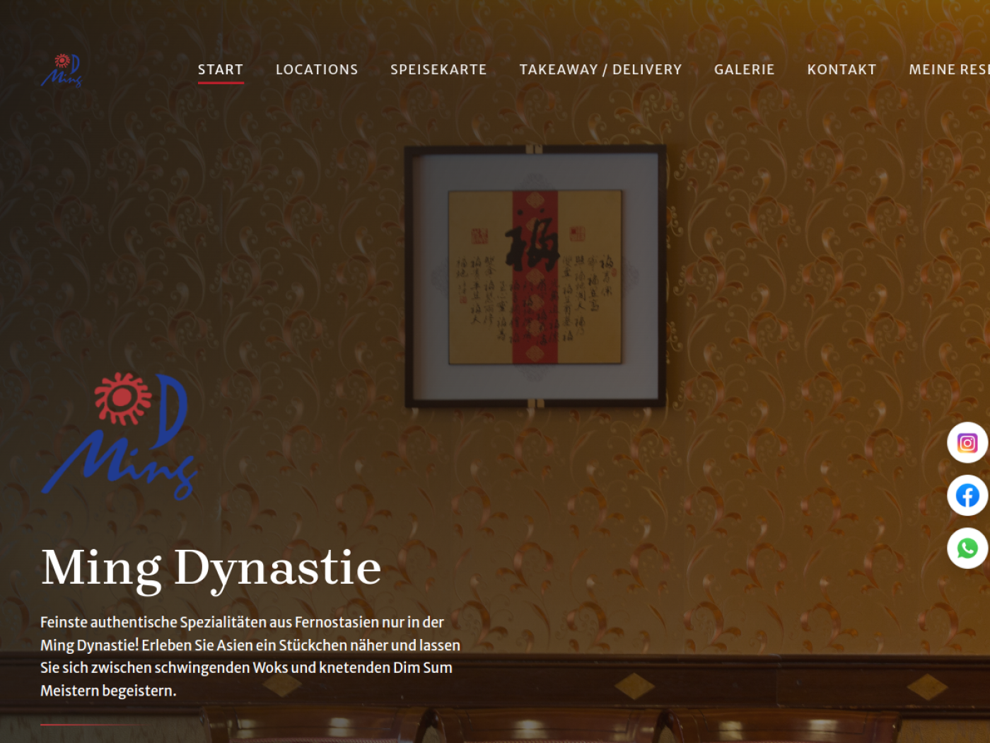 Website-Screenshot von China-Restaurant Ming Dynastie