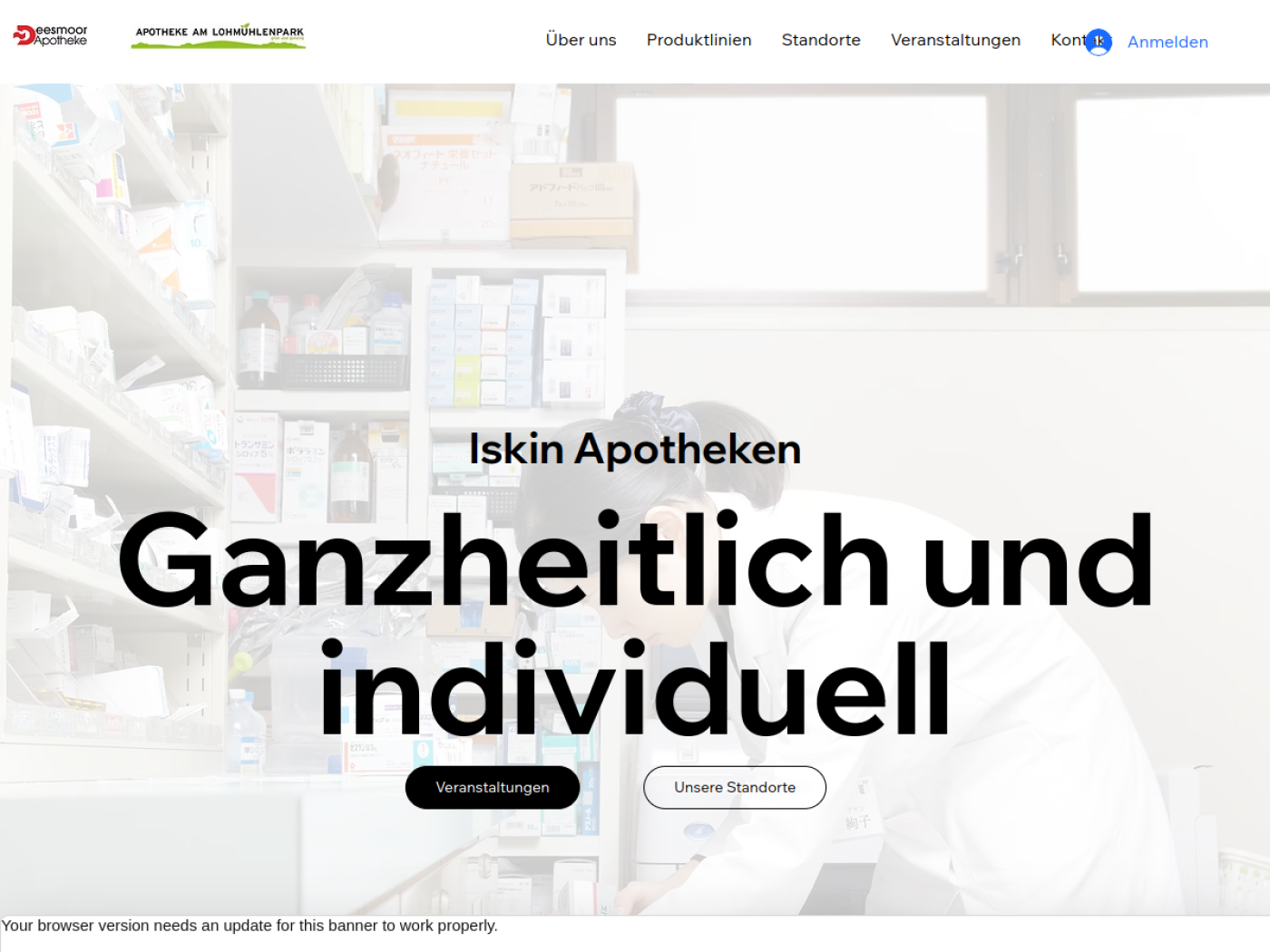 Website-Screenshot von Deesmoor-Apotheke