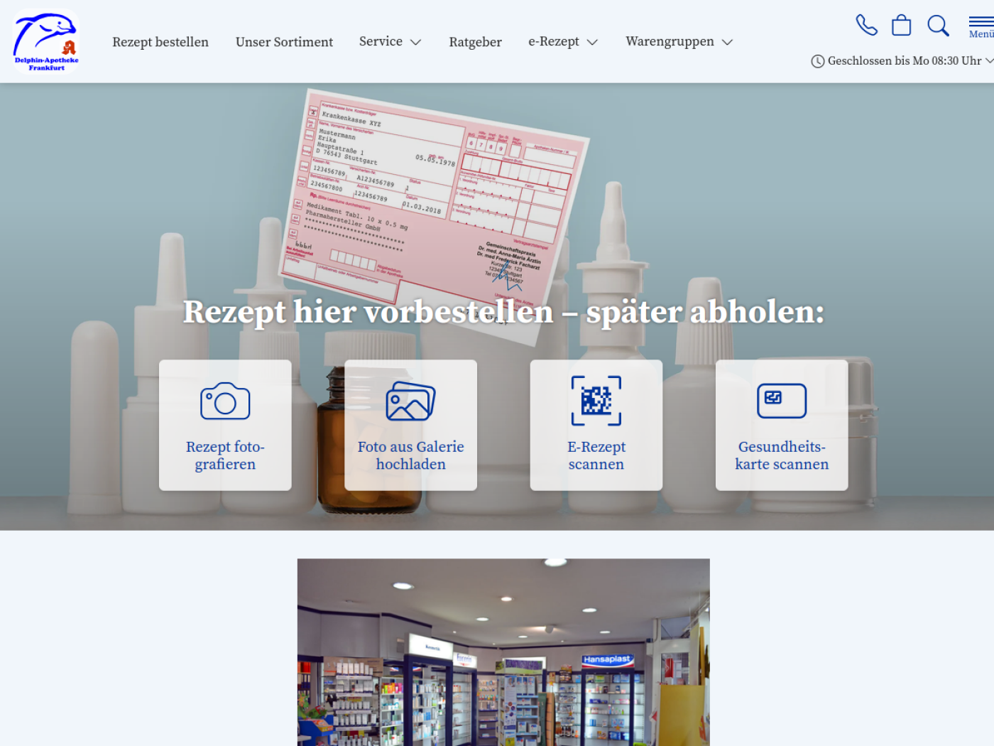 Website-Screenshot von Delphin Apotheke