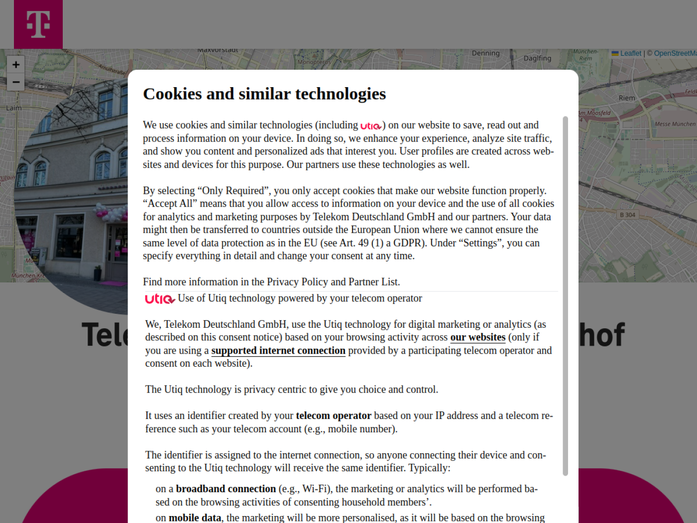 Website-Screenshot von Deutsche Telekom