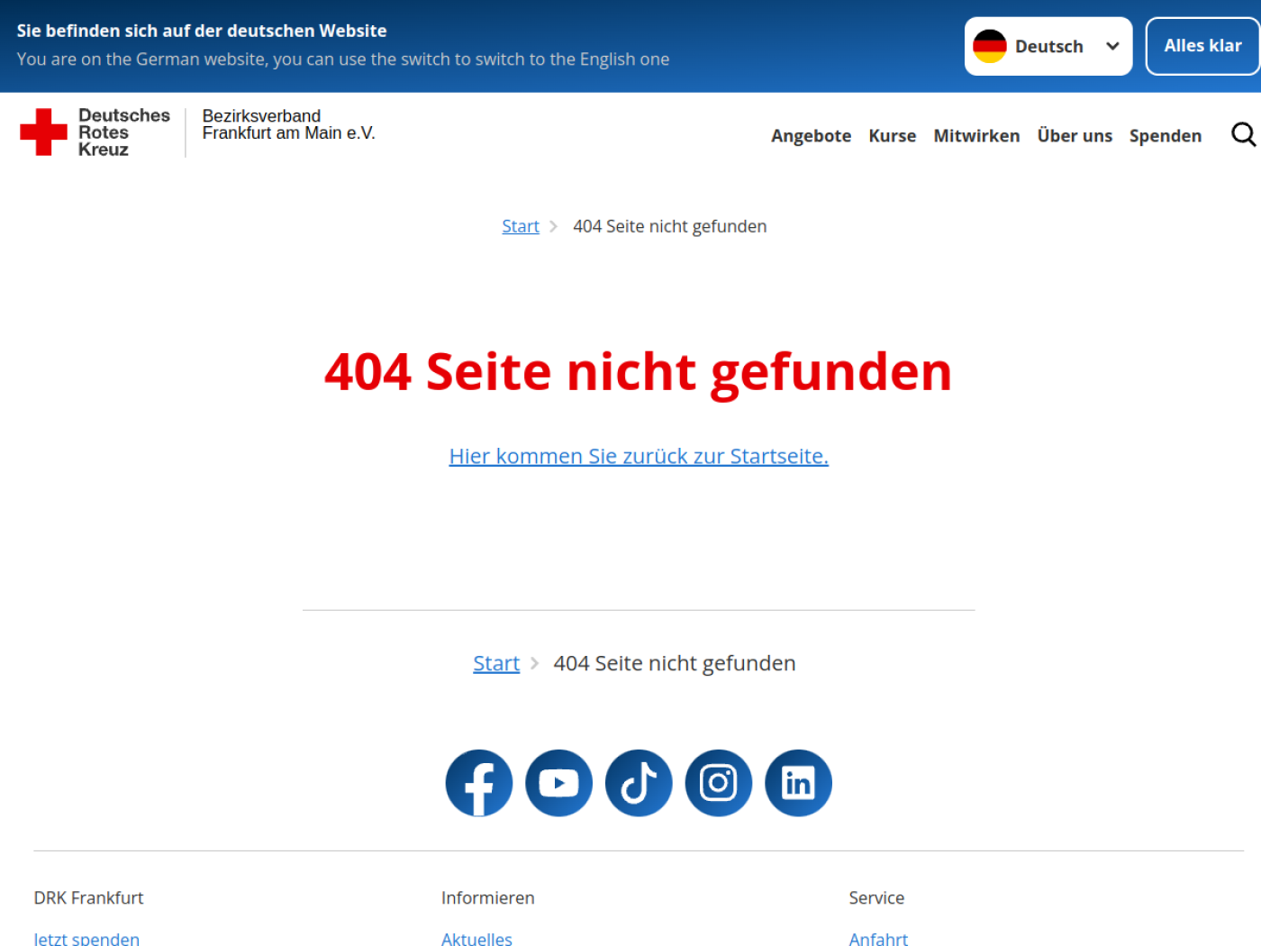 Website-Screenshot von Deutsches Rotes Kreuz