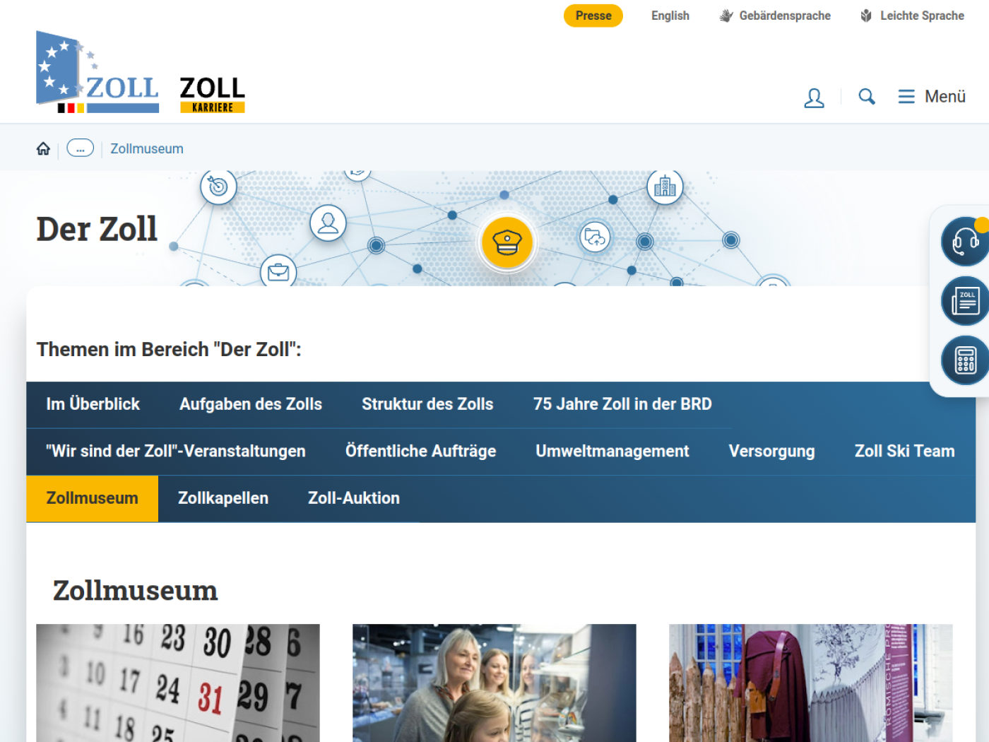 Website-Screenshot von Deutsches Zollmuseum