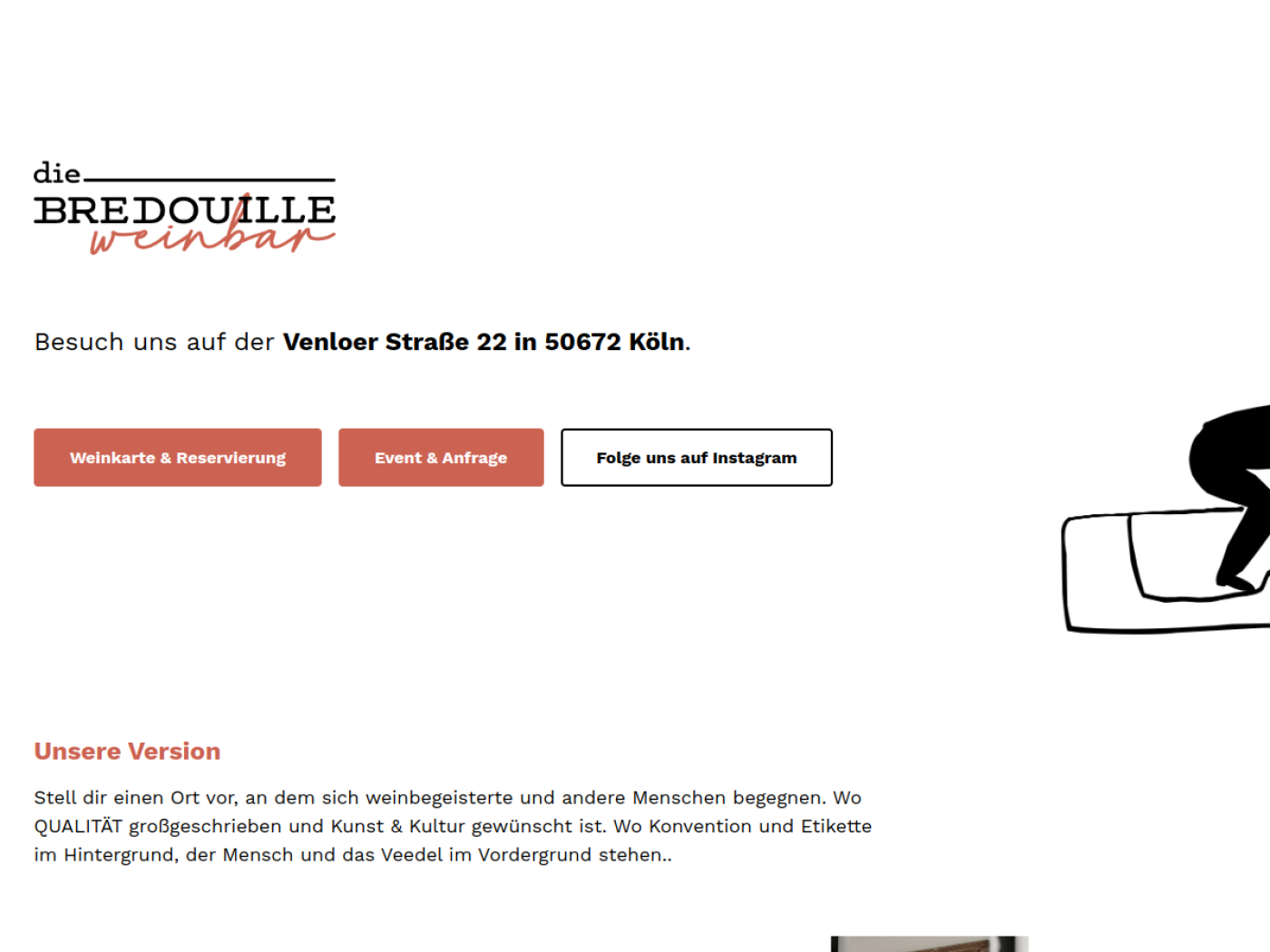 Website-Screenshot von Die Breddoille Weinbar