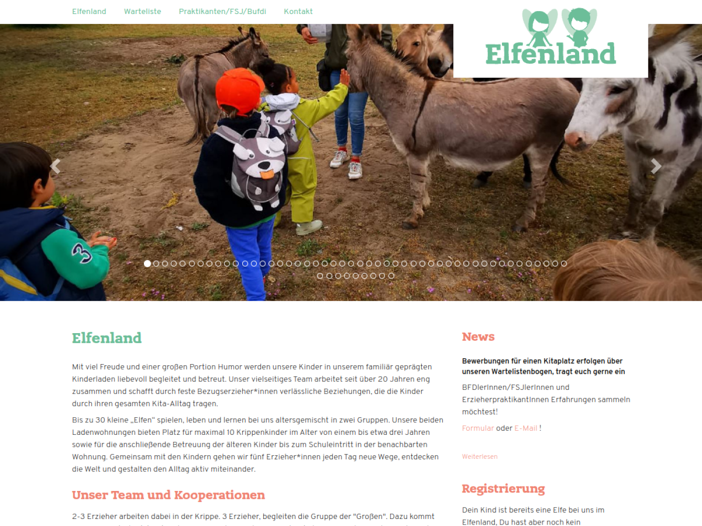 Website-Screenshot von Elfenland