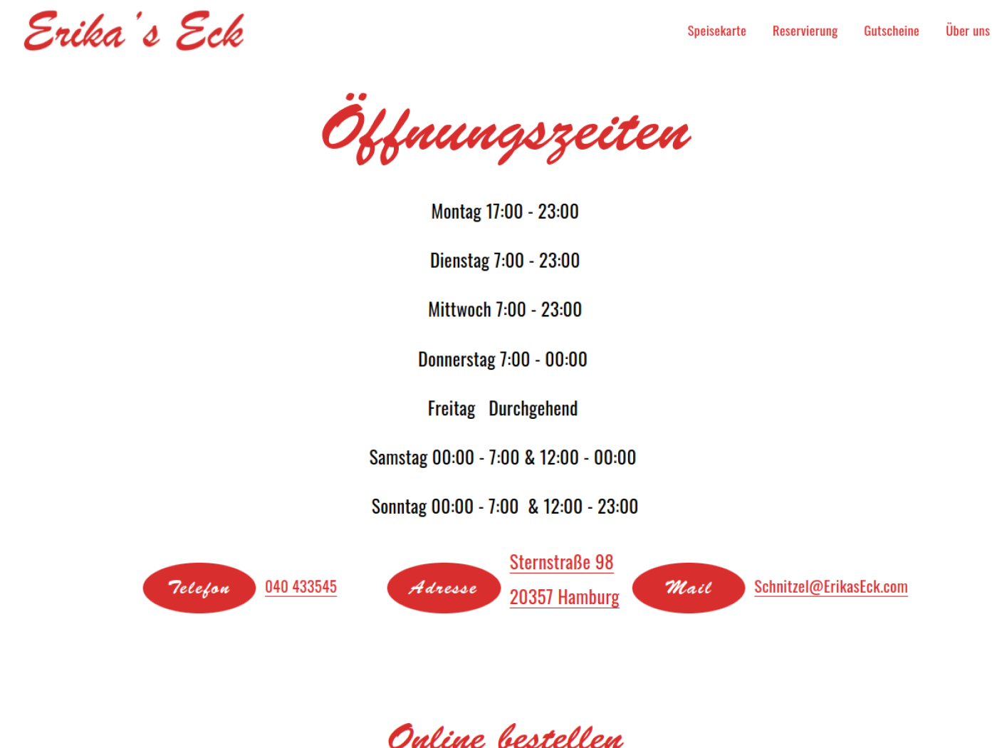 Website-Screenshot von Erika's Eck