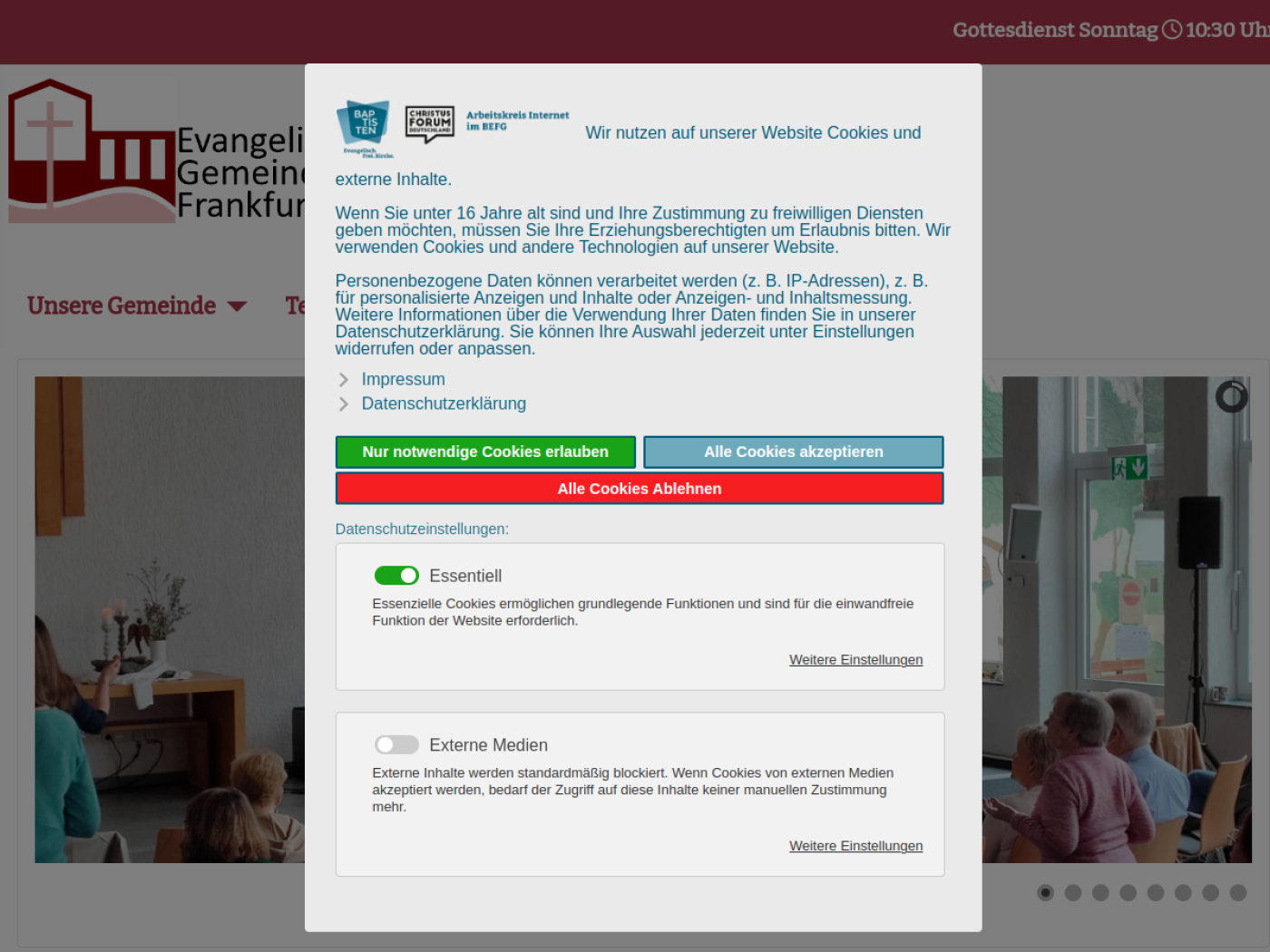 Website-Screenshot von Evangelisch-Freikirchliche Gemeinde