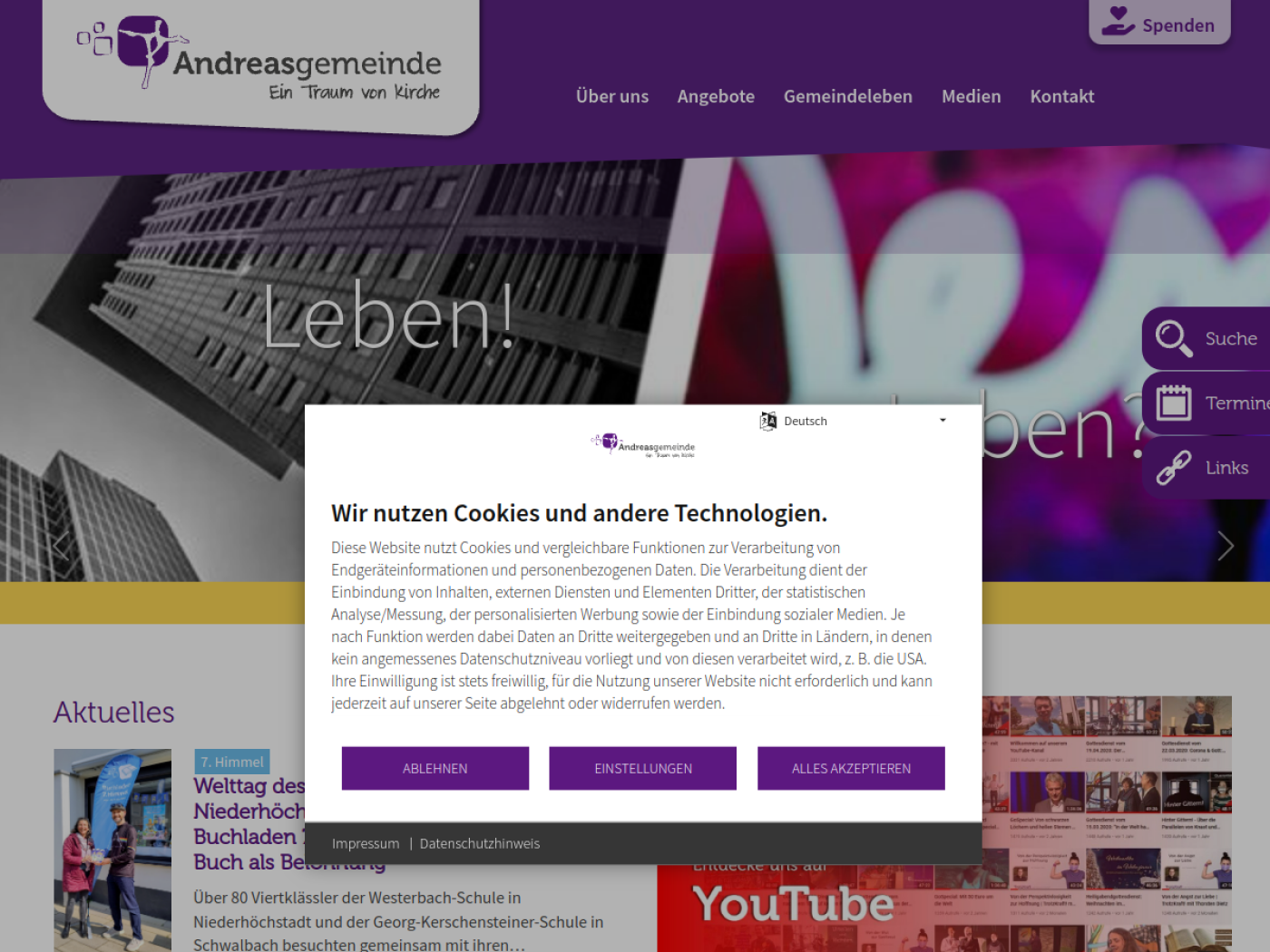 Website-Screenshot von Evangelische Andreasgemeinde Niederhöchstadt