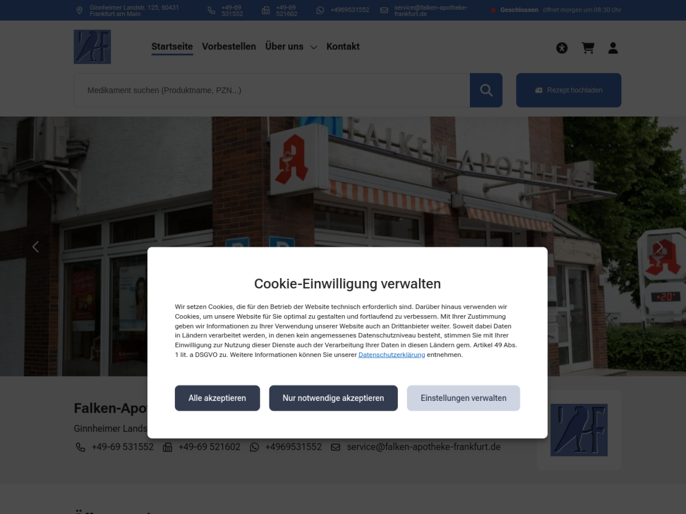 Website-Screenshot von Falkenapotheke