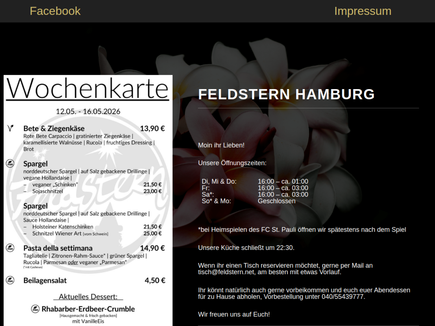 Website-Screenshot von Feldstern