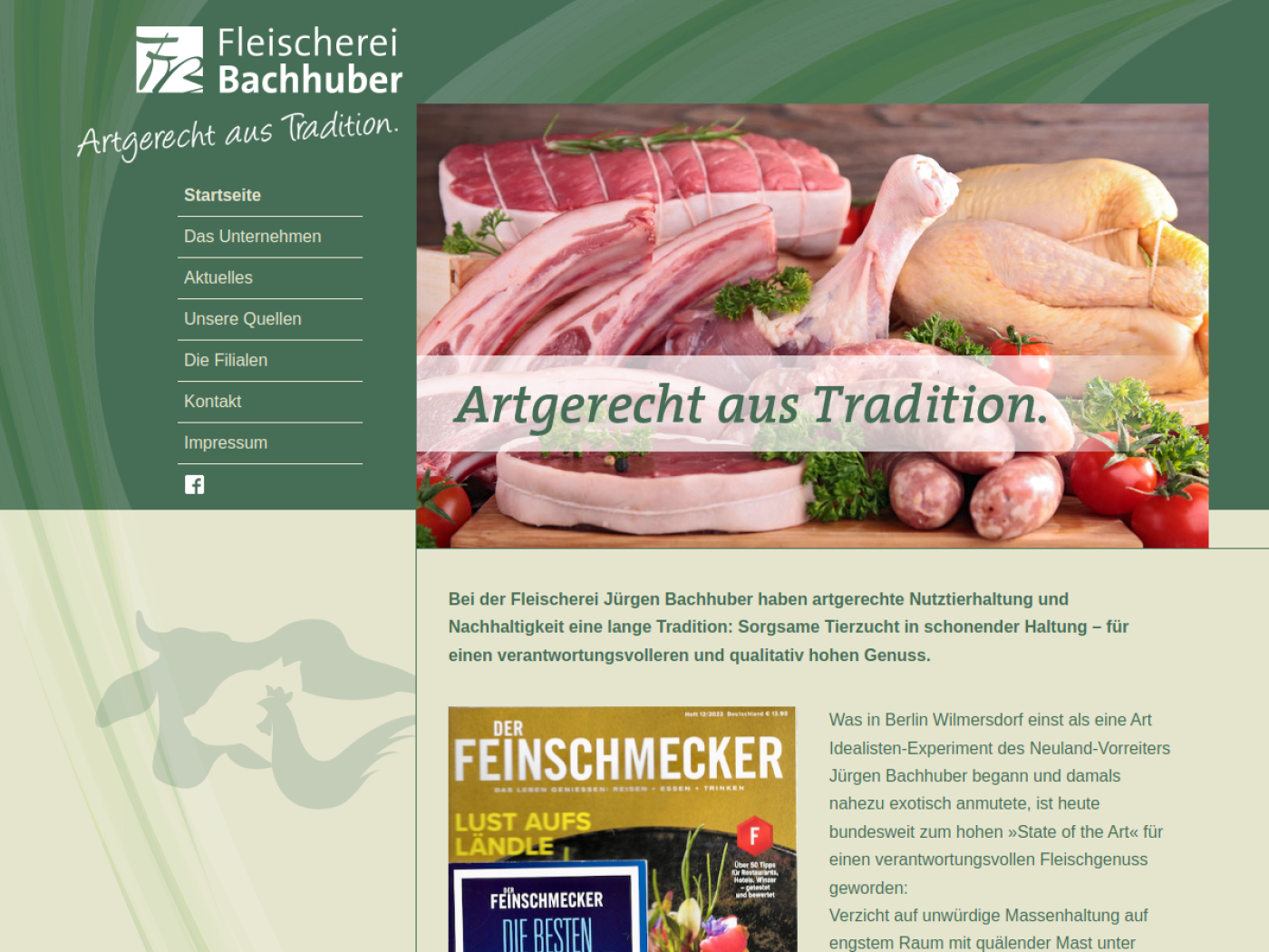 Website-Screenshot von Fleischerei Bachhuber