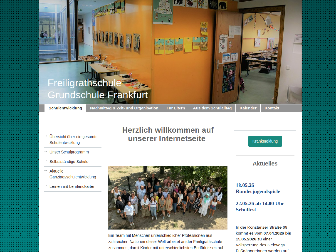 Website-Screenshot von Freiligrathschule