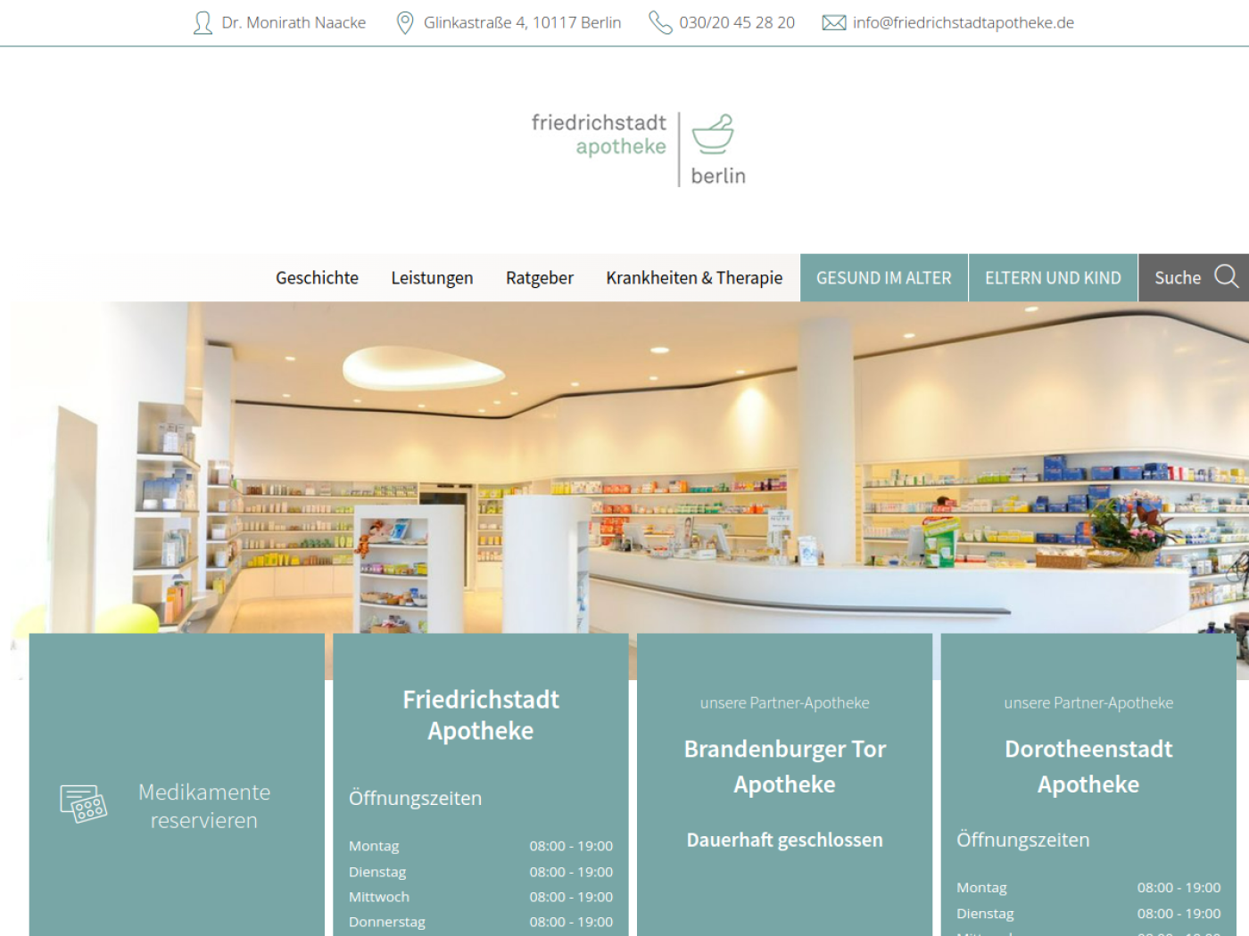 Website-Screenshot von Friedrichstadt Apotheke