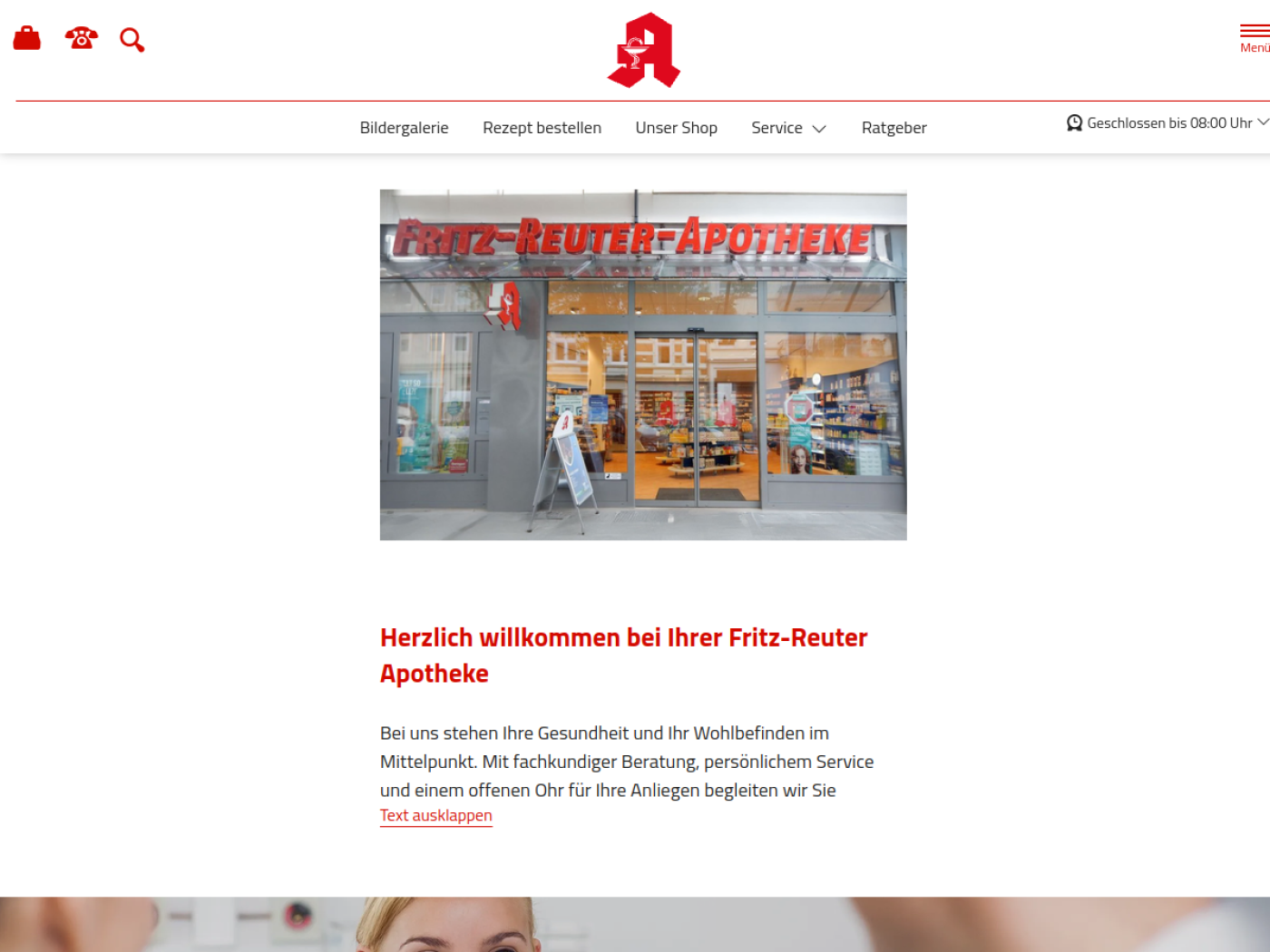 Website-Screenshot von Fritz-Reuter-Apotheke