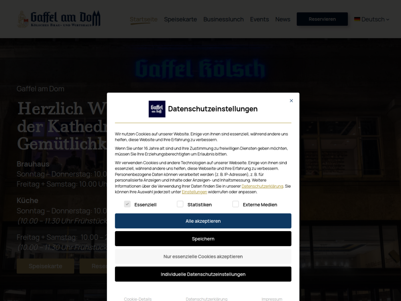 Website-Screenshot von Gaffel am Dom