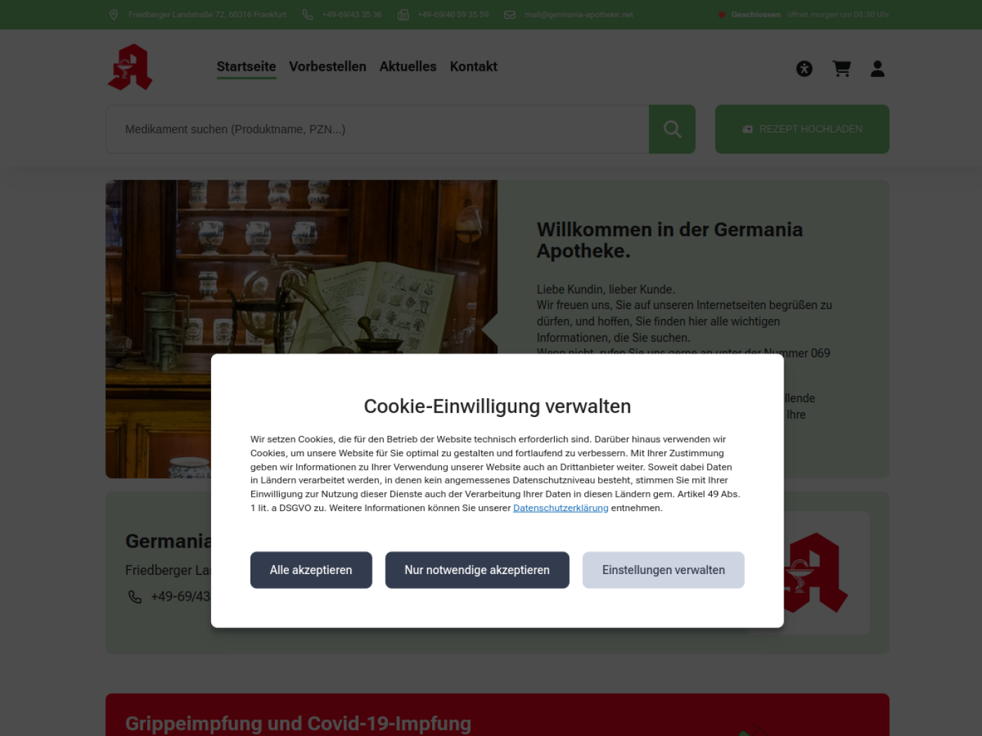 Website-Screenshot von Germania Apotheke