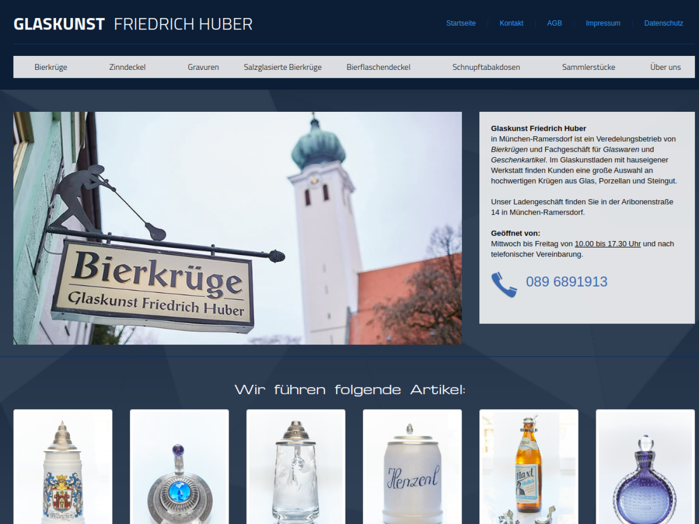 Website-Screenshot von Glaskunst Huber