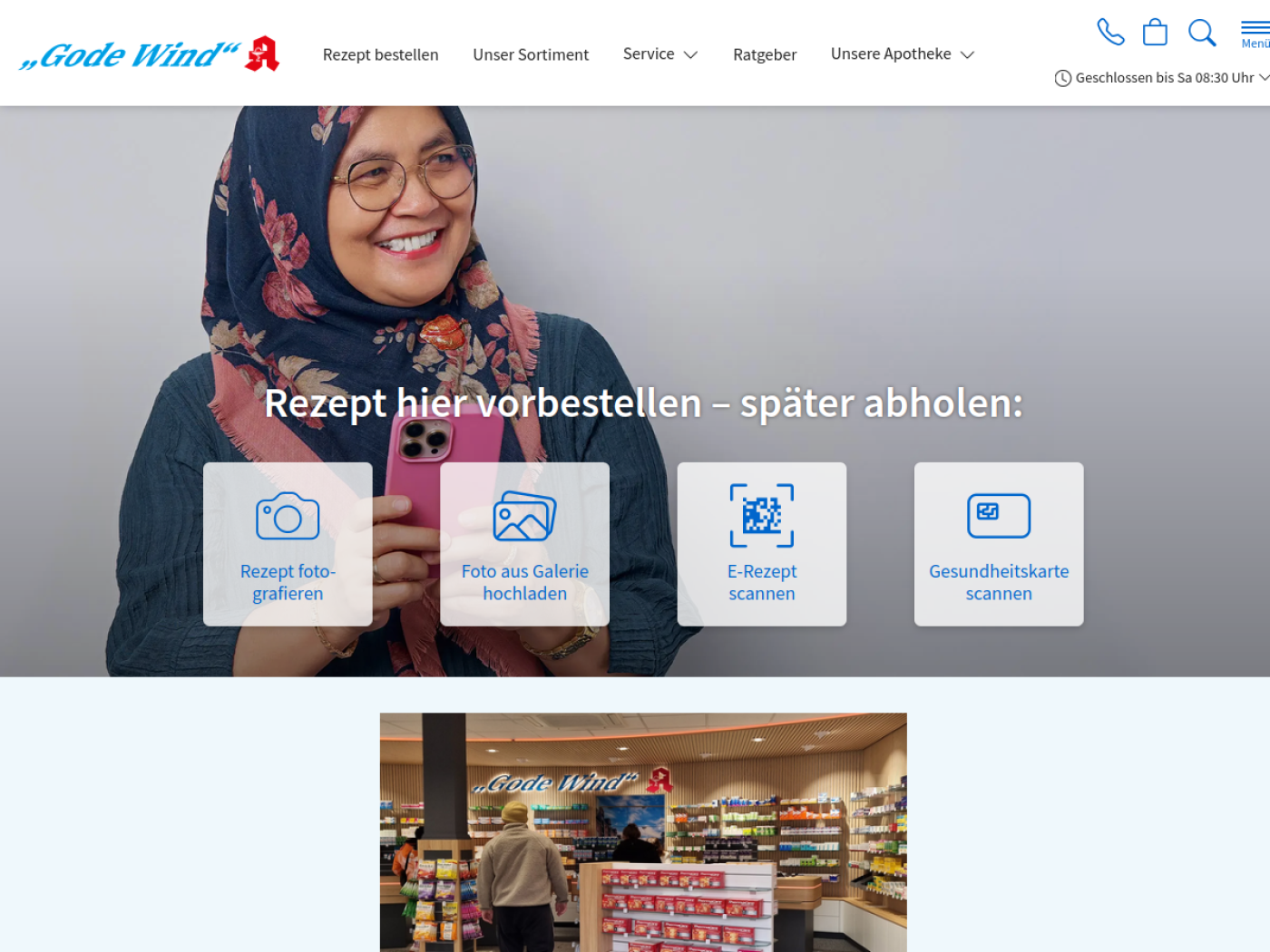 Website-Screenshot von Gode Wind-Apotheke