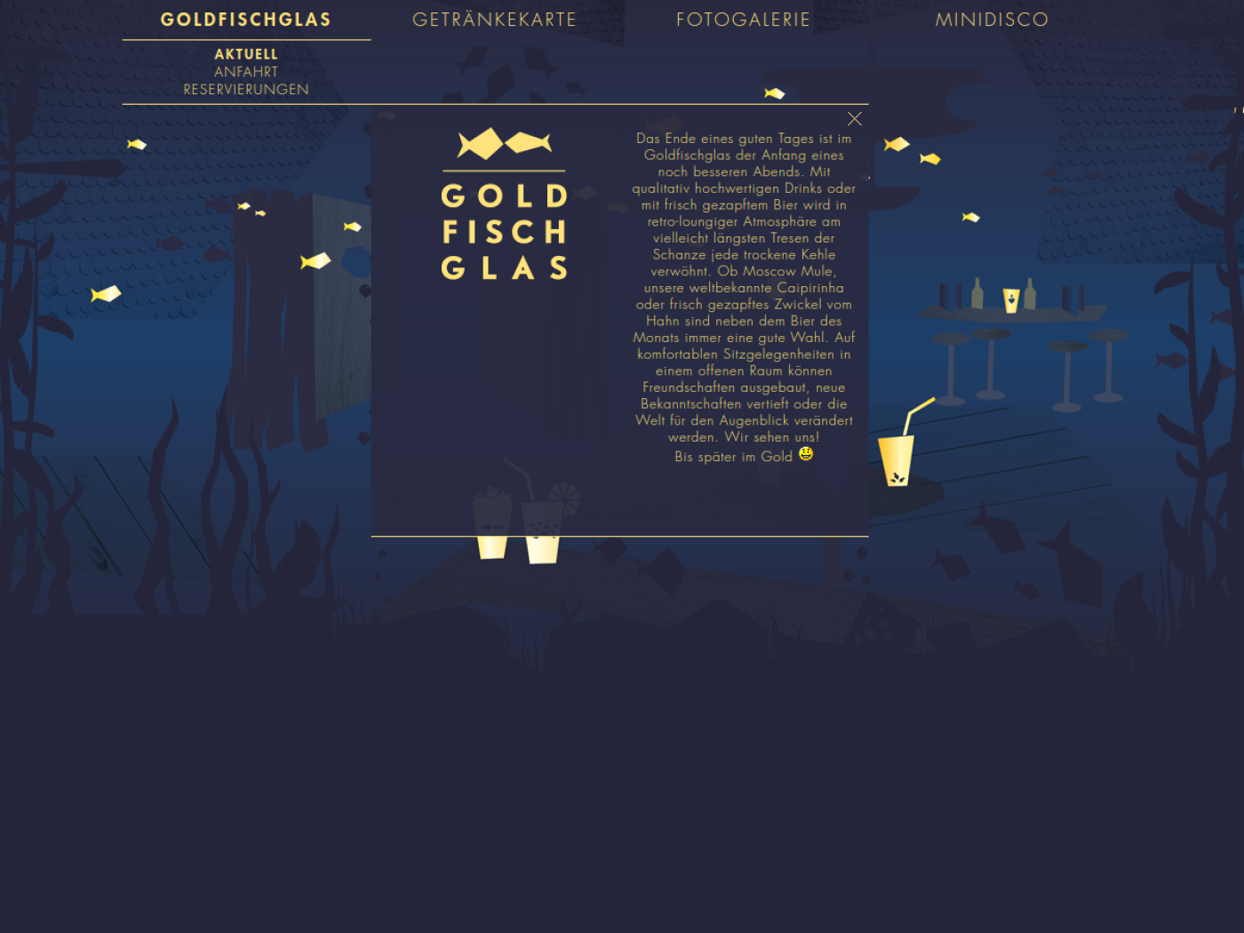 Website-Screenshot von Goldfischglas